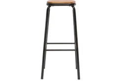 Miliboo Tabouret De Bar-Tabourets de bar empilables noir et bois foncé H77.5 cm (lot de 2) MEMPHIS