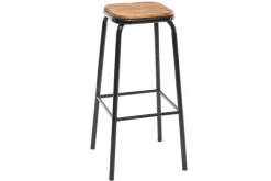 Miliboo Tabouret De Bar-Tabourets de bar empilables noir et bois foncé H77.5 cm (lot de 2) MEMPHIS
