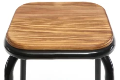 Miliboo Tabouret De Bar-Tabourets de bar empilables noir et bois foncé H77.5 cm (lot de 2) MEMPHIS