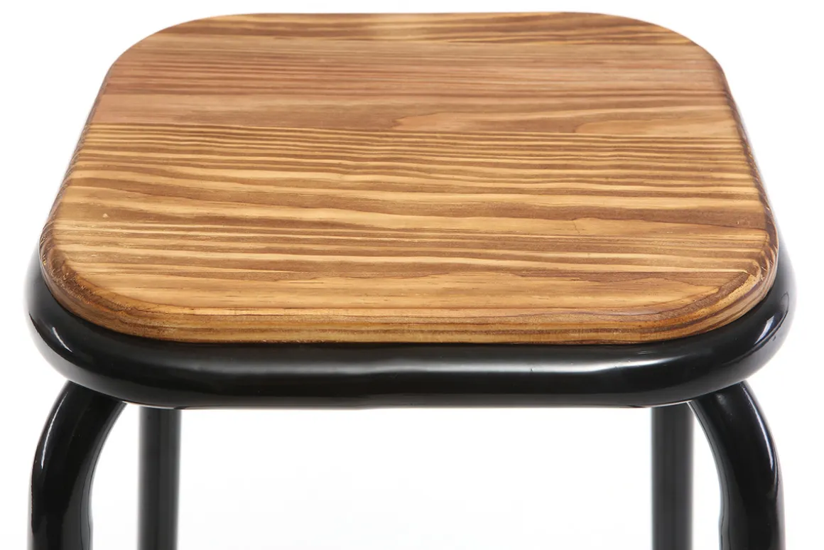 Miliboo Tabouret De Bar-Tabourets de bar empilables noir et bois foncé H77.5 cm (lot de 2) MEMPHIS