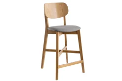 Miliboo Tabouret De Bar-Tabourets de bar en bois clair chêne et tissu gris chiné H65 cm (lot de 2) LUCIA