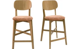 Miliboo Tabouret De Bar-Tabourets de bar en bois clair chêne et tissu effet velours terracotta H65 cm (lot de 2) LUCIA
