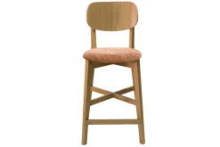 Miliboo Tabouret De Bar-Tabourets de bar en bois clair chêne et tissu effet velours terracotta H65 cm (lot de 2) LUCIA