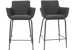Miliboo Tabouret De Bar-Tabourets de bar en tissu gris anthracite H65 cm (lot de 2) CARLIE