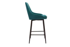 Miliboo Tabouret De Bar-Tabourets de bar en tissu velours bleu pétrole et métal noir H65 cm (lot de 2) HOLO