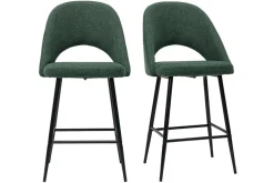 Miliboo Tabouret De Bar-Tabourets de bar en tissu effet velours texturé vert H65 cm (lot de 2) COSETTE