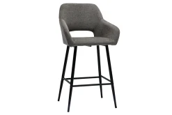 Miliboo Tabouret De Bar-Tabourets de bar en tissu effet velours texturé gris et métal H65 cm (lot de 2) LAURETTE