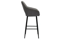 Miliboo Tabouret De Bar-Tabourets de bar en tissu effet velours texturé gris et métal H65 cm (lot de 2) LAURETTE