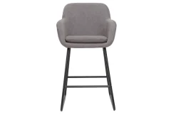 Miliboo Tabouret De Bar-Tabourets de bar en tissu effet velours gris H75 cm (lot de 2) AMIKA