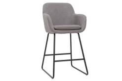 Miliboo Tabouret De Bar-Tabourets de bar en tissu effet velours gris H75 cm (lot de 2) AMIKA