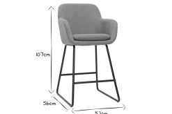 Miliboo Tabouret De Bar-Tabourets de bar en tissu effet velours gris H75 cm (lot de 2) AMIKA