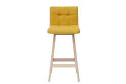 Miliboo Tabouret De Bar-Tabourets de bar en tissu effet velours jaune moutarde et bois clair H65 cm (lot de 2) KLARIS