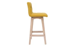 Miliboo Tabouret De Bar-Tabourets de bar en tissu effet velours jaune moutarde et bois clair H65 cm (lot de 2) KLARIS