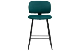 Miliboo Tabouret De Bar-Tabourets de bar en tissu velours bleu pétrole et métal noir H70 cm (lot de 2) ATRIUM