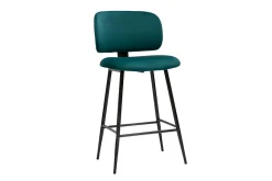 Miliboo Tabouret De Bar-Tabourets de bar en tissu velours bleu pétrole et métal noir H70 cm (lot de 2) ATRIUM