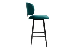 Miliboo Tabouret De Bar-Tabourets de bar en tissu velours bleu pétrole et métal noir H70 cm (lot de 2) ATRIUM