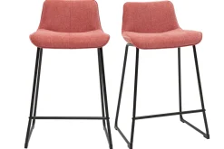 Miliboo Tabouret De Bar-Tabourets de bar en tissu effet velours texturé terracotta et métal H65 cm (lot de 2) BOOST