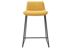 Miliboo Tabouret De Bar-Tabourets de bar en tissu effet velours texturé jaune moutarde et métal H65 cm (lot de 2) BOOST