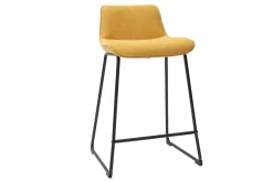 Miliboo Tabouret De Bar-Tabourets de bar en tissu effet velours texturé jaune moutarde et métal H65 cm (lot de 2) BOOST