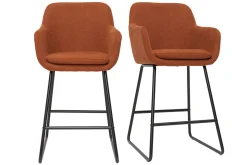 Miliboo Tabouret De Bar-Tabourets de bar en tissu effet velours terre brûlée H65 cm (lot de 2) AMIKA