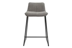 Miliboo Tabouret De Bar-Tabourets de bar en tissu effet velours texturé gris et métal H65 (lot de 2) BOOST