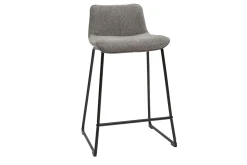 Miliboo Tabouret De Bar-Tabourets de bar en tissu effet velours texturé gris et métal H65 (lot de 2) BOOST