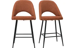 Miliboo Tabouret De Bar-Tabourets de bar en tissu effet velours texturé terre brûlée H65 cm (lot de 2) COSETTE