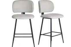 Miliboo Tabouret De Bar-Tabourets de bar en tissu effet velours texturé beige et métal noir H70 cm (lot de 2) ATRIUM