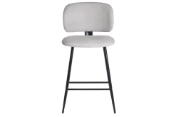 Miliboo Tabouret De Bar-Tabourets de bar en tissu effet velours texturé beige et métal noir H70 cm (lot de 2) ATRIUM