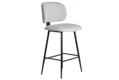 Miliboo Tabouret De Bar-Tabourets de bar en tissu effet velours texturé beige et métal noir H70 cm (lot de 2) ATRIUM