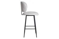 Miliboo Tabouret De Bar-Tabourets de bar en tissu effet velours texturé beige et métal noir H70 cm (lot de 2) ATRIUM