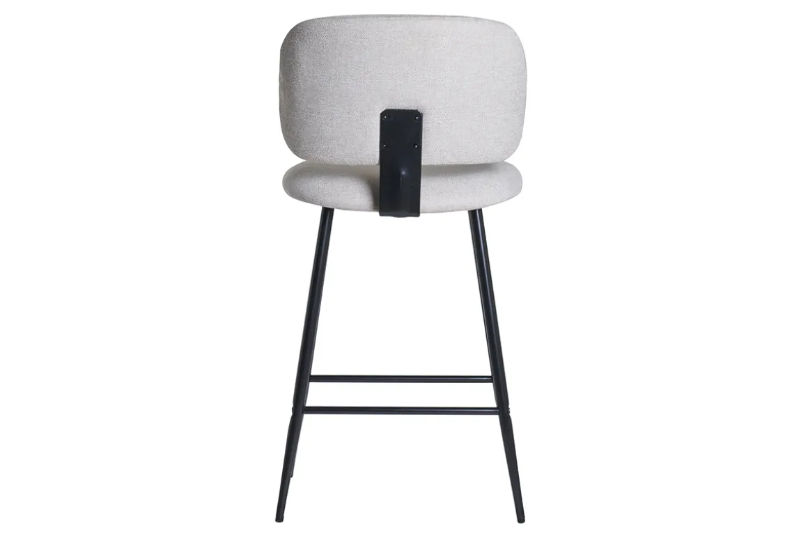 Miliboo Tabouret De Bar-Tabourets de bar en tissu effet velours texturé beige et métal noir H70 cm (lot de 2) ATRIUM