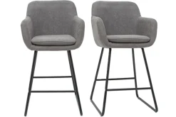 Miliboo Tabouret De Bar-Tabourets de bar en tissu effet velours gris H65 cm (lot de 2) AMIKA