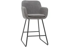Miliboo Tabouret De Bar-Tabourets de bar en tissu effet velours gris H65 cm (lot de 2) AMIKA
