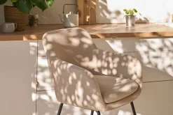 Miliboo Tabouret De Bar-Tabourets de bar en tissu effet velours beige H65 cm (lot de 2) AMIKA