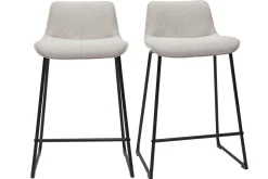 Miliboo Tabouret De Bar-Tabourets de bar en tissu effet velours texturé beige et métal H65 cm (lot de 2) BOOST