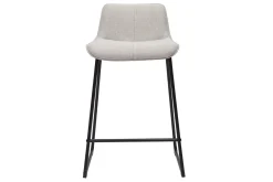 Miliboo Tabouret De Bar-Tabourets de bar en tissu effet velours texturé beige et métal H65 cm (lot de 2) BOOST