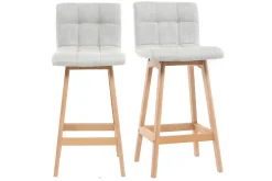 Miliboo Tabouret De Bar-Tabourets de bar en tissu gris clair et bois H65 cm (lot de 2) KLARIS