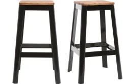 Miliboo Tabouret De Bar-Tabourets de bar industriels en métal noir et bois H75 cm (lot de 2) NICK