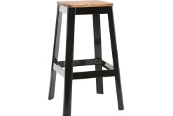Miliboo Tabouret De Bar-Tabourets de bar industriels en métal noir et bois H75 cm (lot de 2) NICK