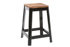 Miliboo Tabouret De Bar-Tabourets de bar industriels en métal noir et bois H65 cm (lot de 2) NICK