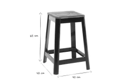 Miliboo Tabouret De Bar-Tabourets de bar industriels en métal noir et bois H65 cm (lot de 2) NICK