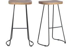 Miliboo Tabouret De Bar-Tabourets de bar manguier massif et métal 75 cm (lot de 2) RUNKO