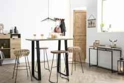 Miliboo Tabouret De Bar-Tabourets de bar manguier massif et métal 75 cm (lot de 2) RUNKO