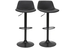 Miliboo Tabouret De Bar-Tabourets de bar relevables polyuréthane et métal noir (lot de 2) NONIE