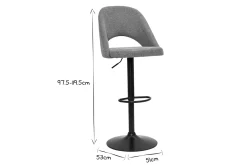 Miliboo Tabouret De Bar-Tabourets de bar relevables tissu effet velours texturé gris et métal noir (lot de 2) COSETTE