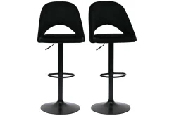 Miliboo Tabouret De Bar-Tabourets de bar relevables en velours noir et métal noir (lot de 2) COSETTE