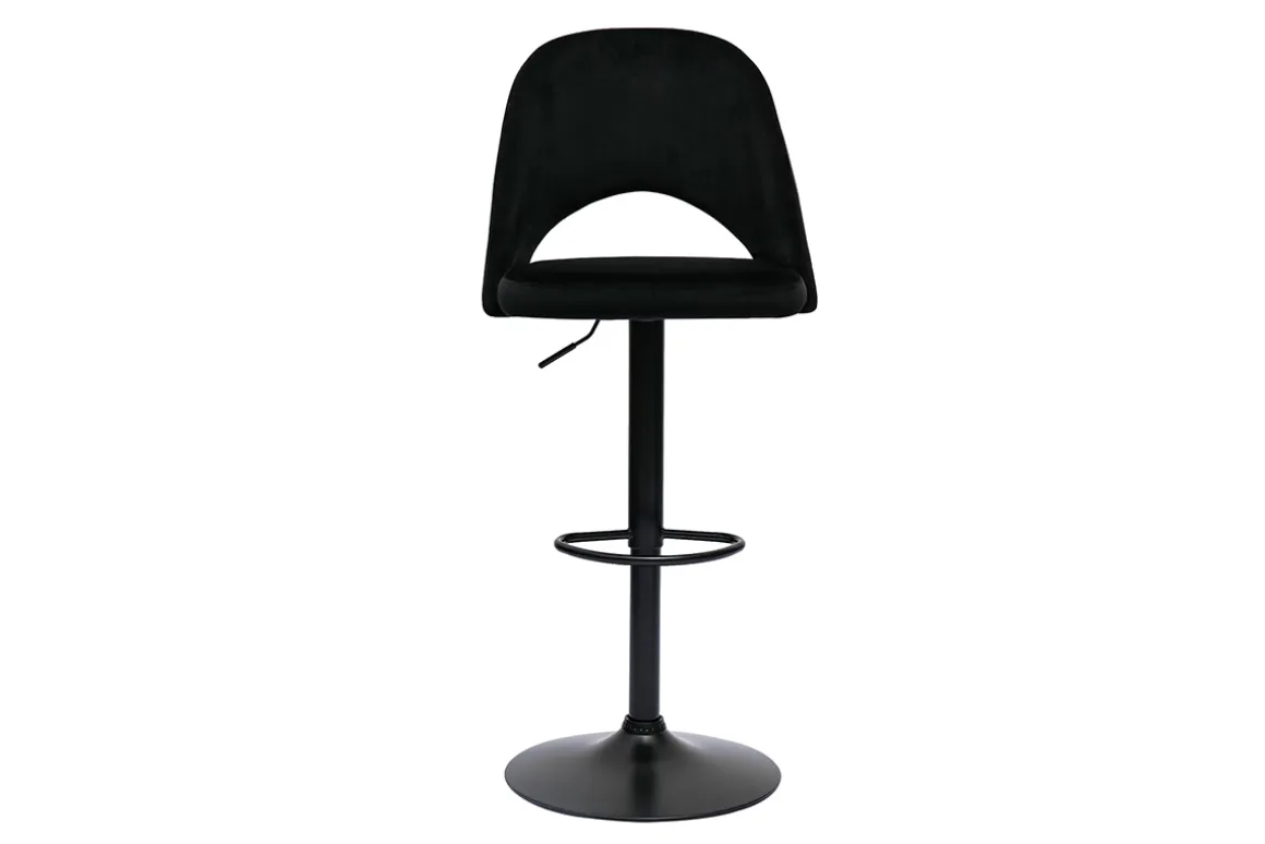 Miliboo Tabouret De Bar-Tabourets de bar relevables en velours noir et métal noir (lot de 2) COSETTE