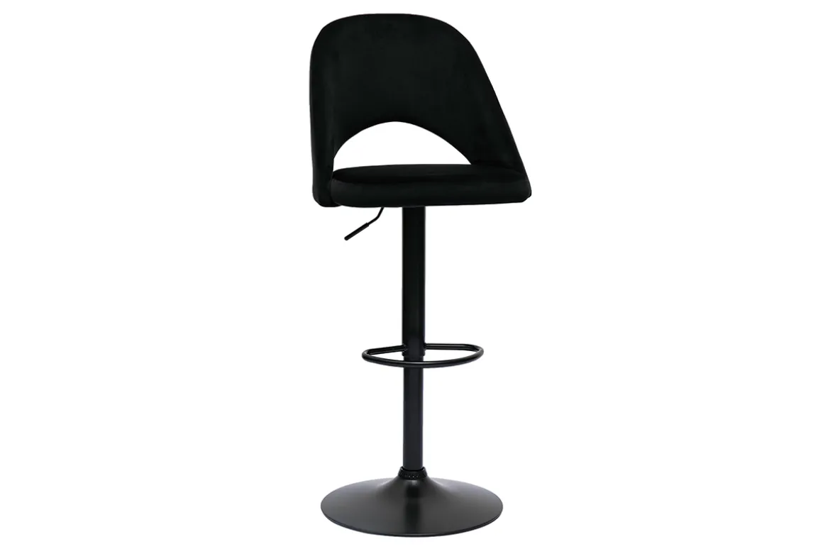 Miliboo Tabouret De Bar-Tabourets de bar relevables en velours noir et métal noir (lot de 2) COSETTE