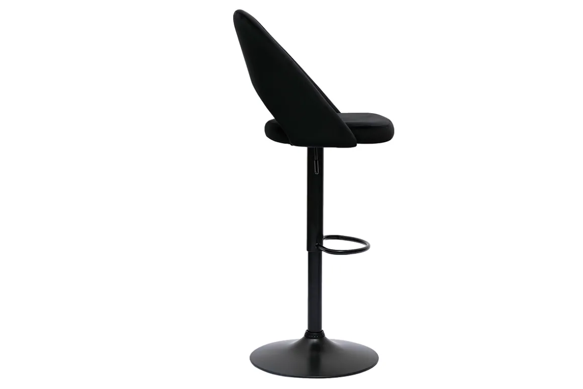 Miliboo Tabouret De Bar-Tabourets de bar relevables en velours noir et métal noir (lot de 2) COSETTE